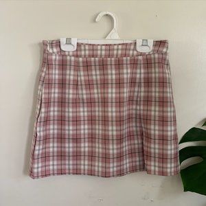 Pink Plaid Mini Skirt